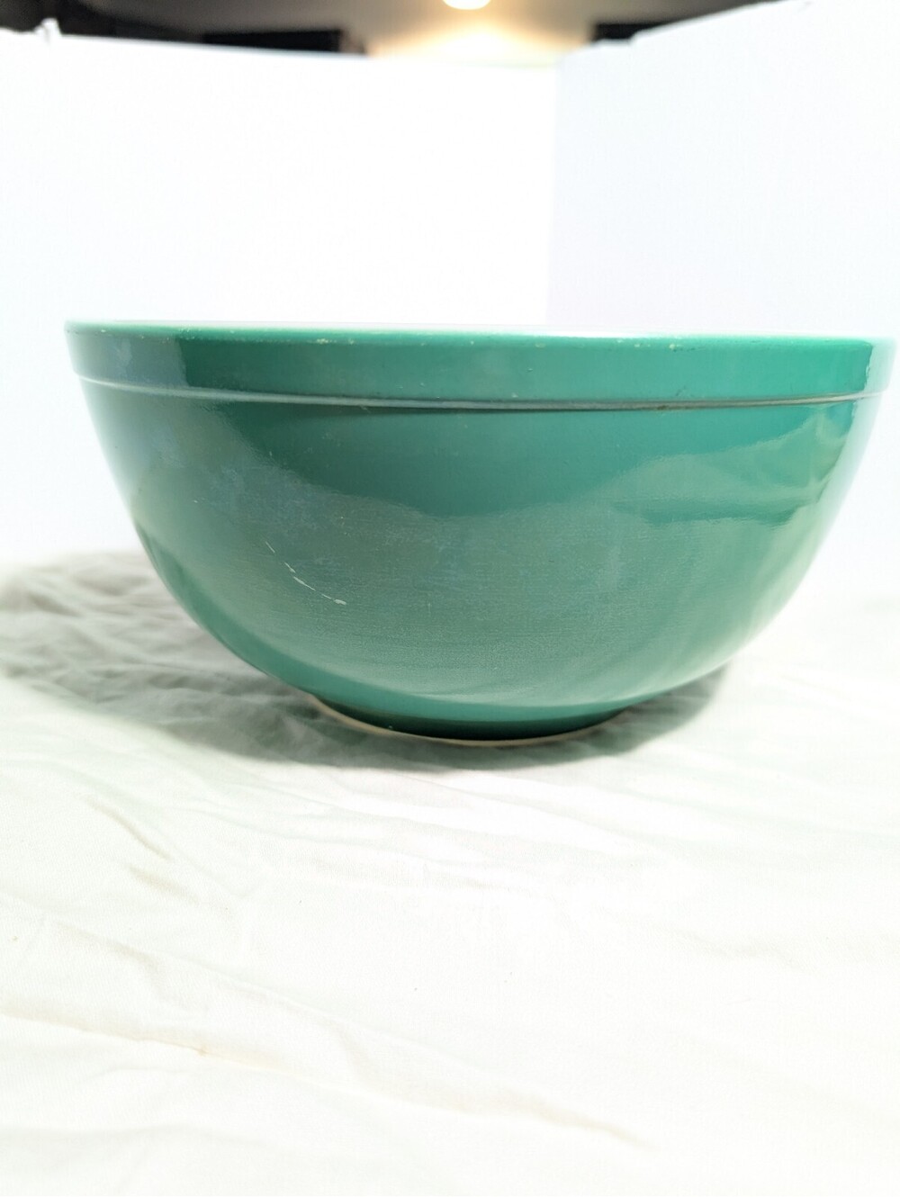 Vintage Pyrex Green Nesting Bowl Pre 1950s Made in USA Stamp No Number Stamp